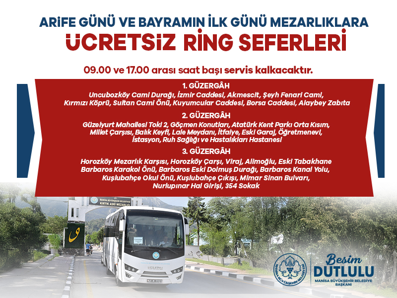 "Büyükşehir’den Bayram’da Mezarlıklara Ücretsiz Ulaşım Hizmeti"