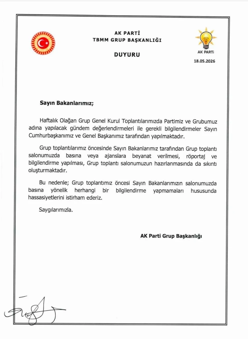 Erdoğan'ın bakanlara verdiği talimat doğrultusunda, Olağan Grup Toplantılarında basın mensupları, bakanlarla soru-cevap yapamayacak.