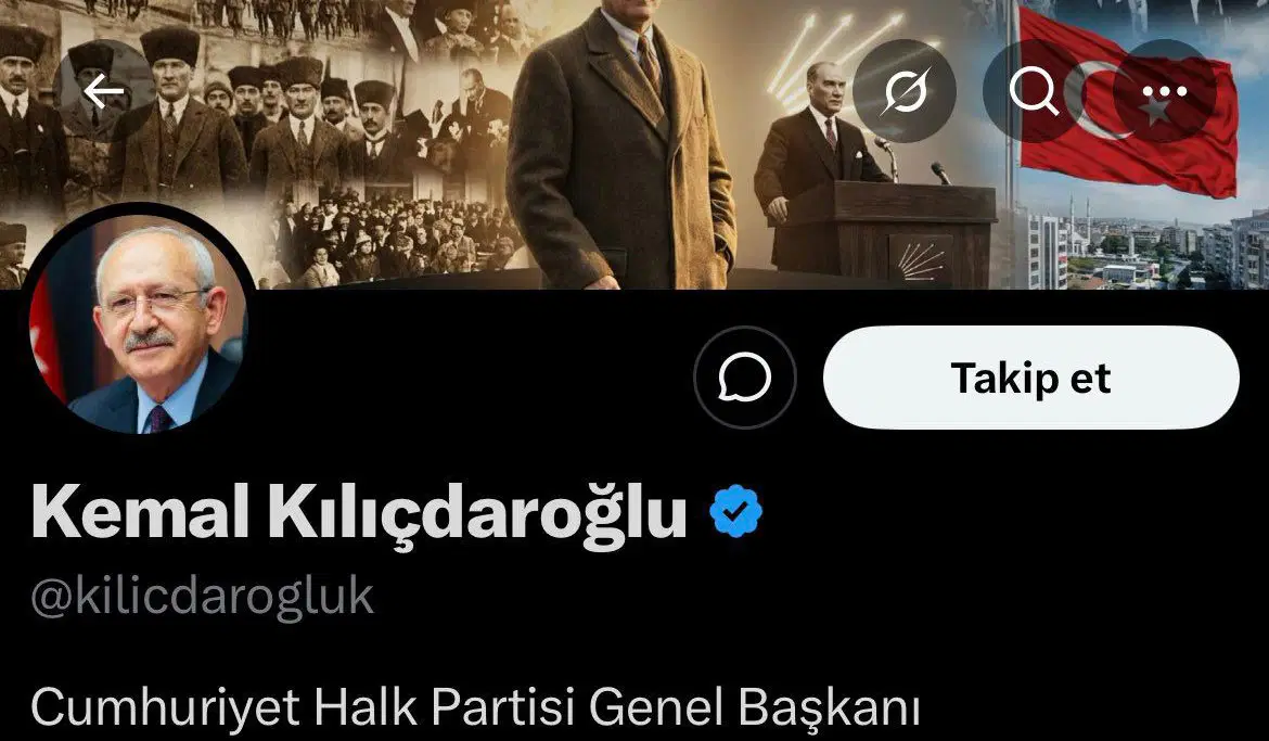 Kemal Kılıçdaroğlu'ndan sosyal medya hamlesi CHP 7. Genel Başkanı Kemal Kılıçdaroğlu, mutlak butlan kararı sonrası X hesabındaki biyografisini güncelledi.
