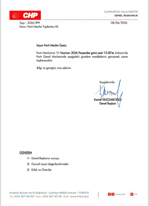 Kemal Kılıçdaroğlu, CHP Parti Meclisi’ni toplantıya çağırdı