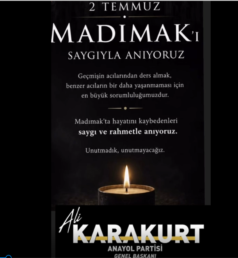 Ali Karakurt'tan Madımak Katliamı'nın yıl dönümünde anma mesajı