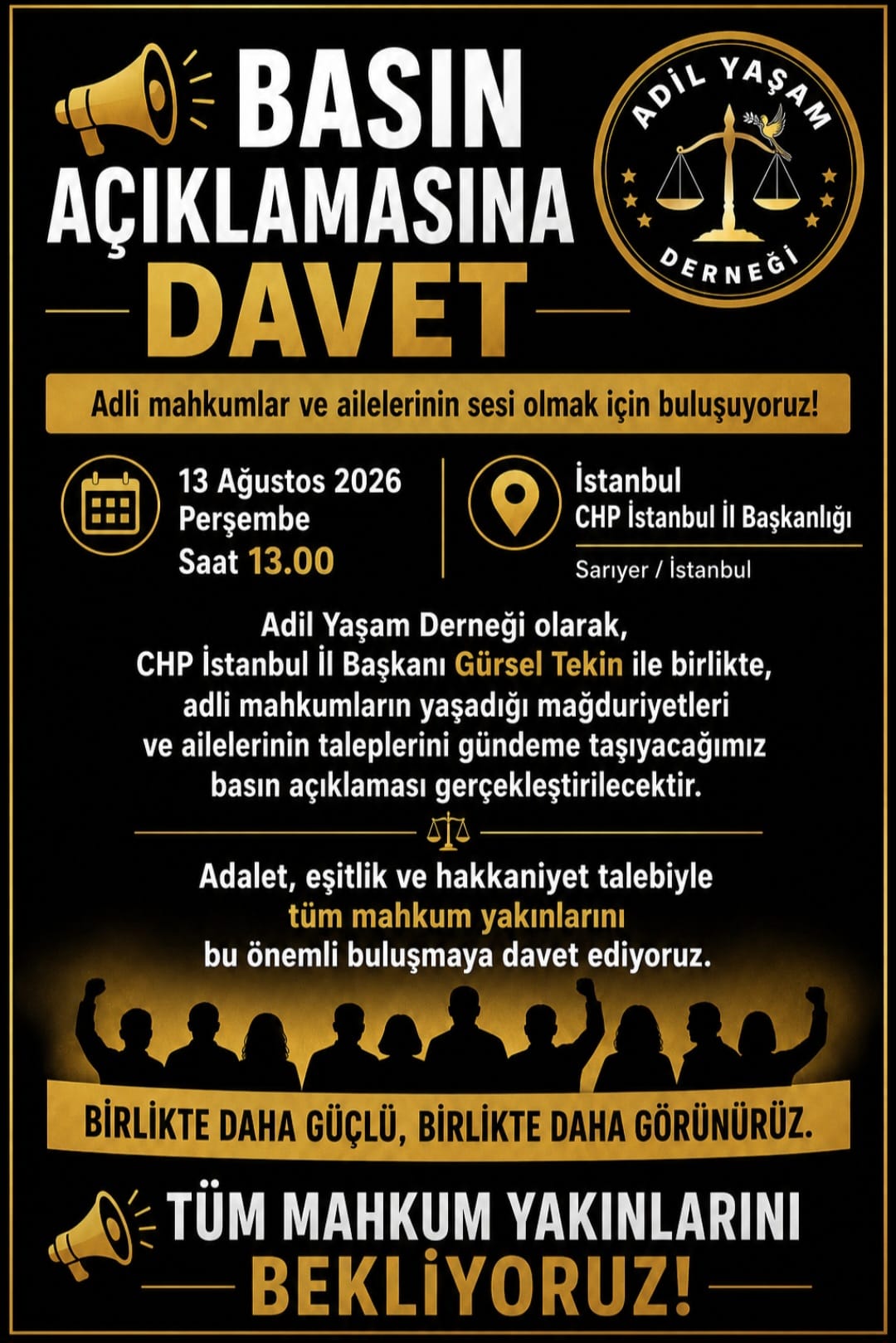 Adil Yaşam Derneği’nden Basın Açıklaması: Mahkum Yakınları İstanbul’da Buluşuyor